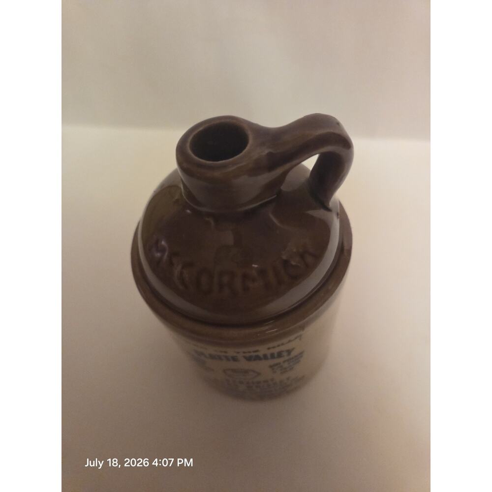 Platte Valley Straight Corn Whiskey 1/2 Pint Beige Stoneware Jug Liquor Bottle - Picture 3 of 4